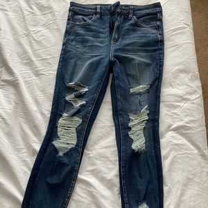 AE dark wash ripped jeggings